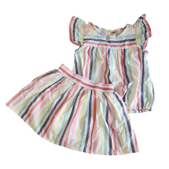 Toddler Girl OshKosh B'gosh Vintage 2pc Striped Set Top & Skort Size 4T NWT - Picture 1 of 2